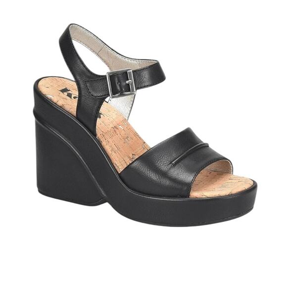 NWOT Women's Korks Black Bardot Wedge Sandal – Sz 11 - Picture 2 of 8
